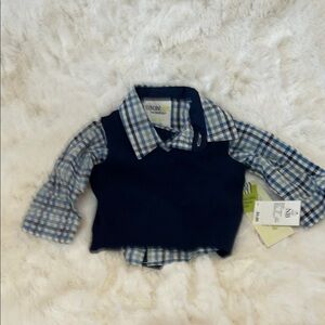 Genuine Kids Navy and Plaid Matching Set NWT
